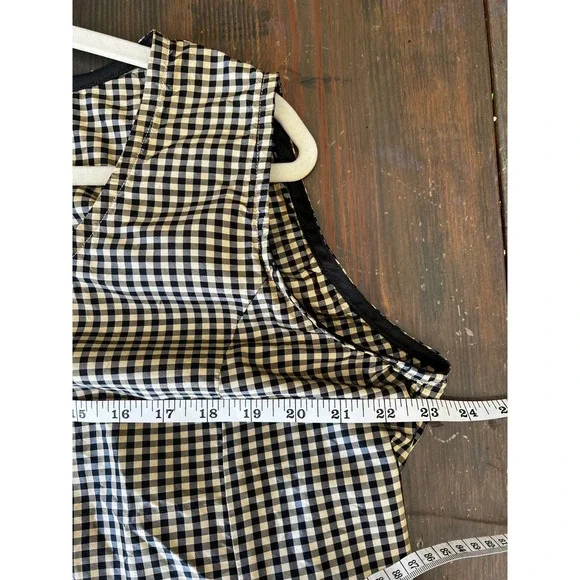 Krista Larson Gingham Silk Sleeveless Button Front Tunic‎ Tank Top Thanksgiving